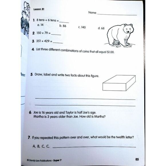 Math Super 7 Daily Exercises in Problem Solving Homeschooling Educational NEW - Picture 7 of 9